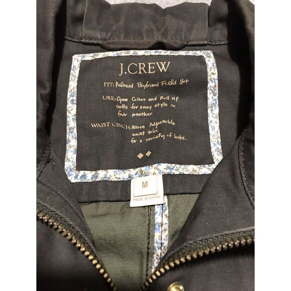 J Crew Boyfriend Field Jacket Women's Medium Military‎ Olive Green Gold Button - Picture 5 of 15
